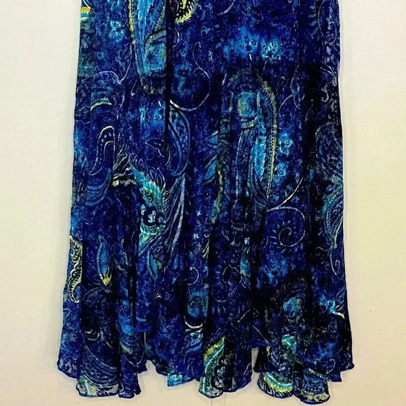 Vanessa Foglia Abitart Lace Midi Dress Paisley Multicolor Size S Ruffle V Neck - Picture 4 of 9